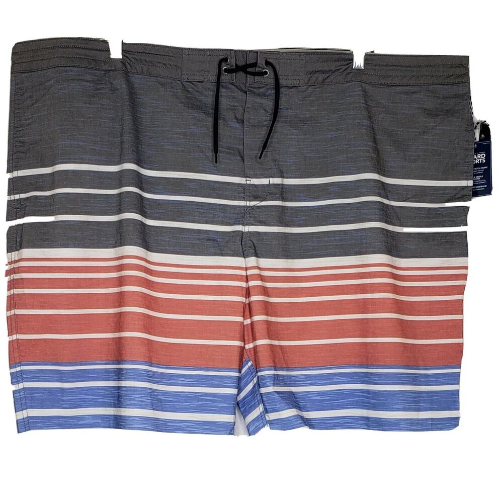 Roundtree & York Swimsuit 3XB Multicolor Stripe Drawstring Waist Board Short NWT